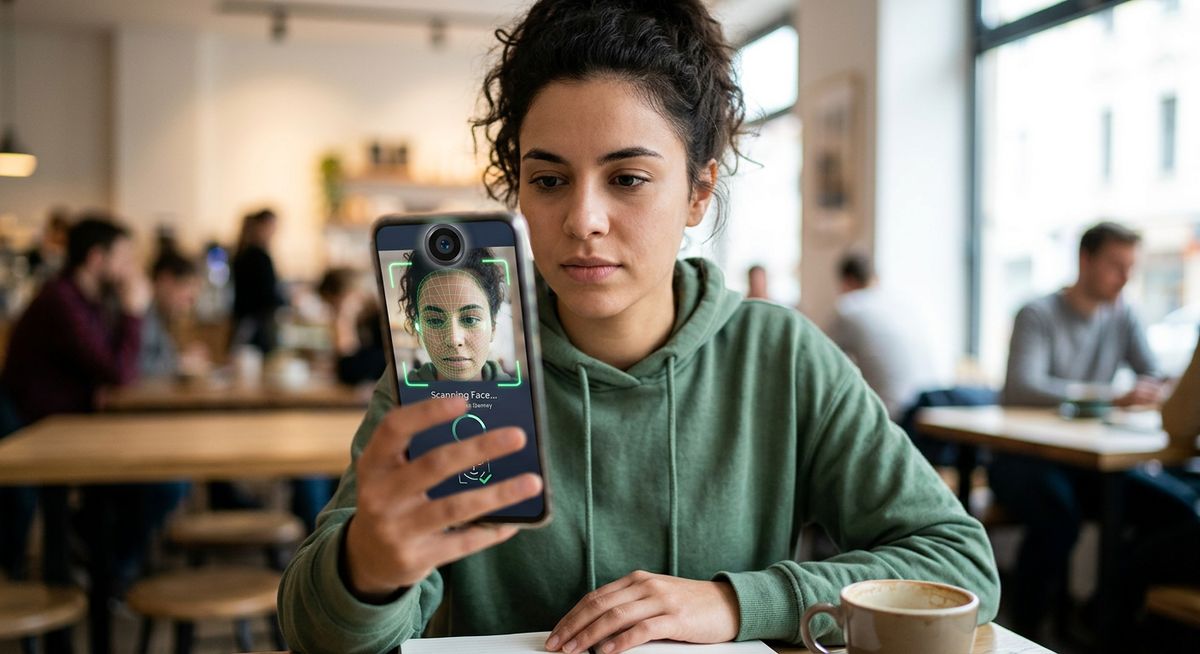 Person confirming their age on a smartphone