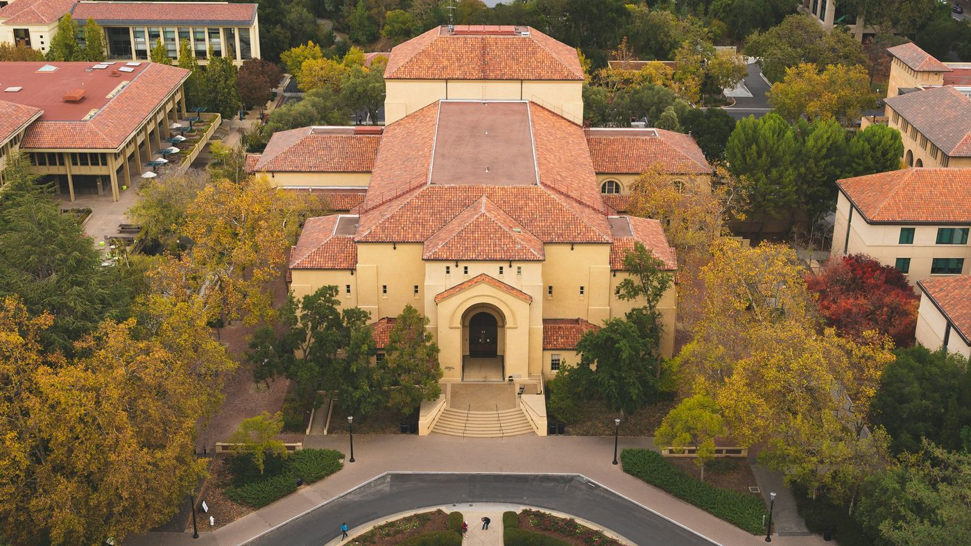 Aerial view of a university campus