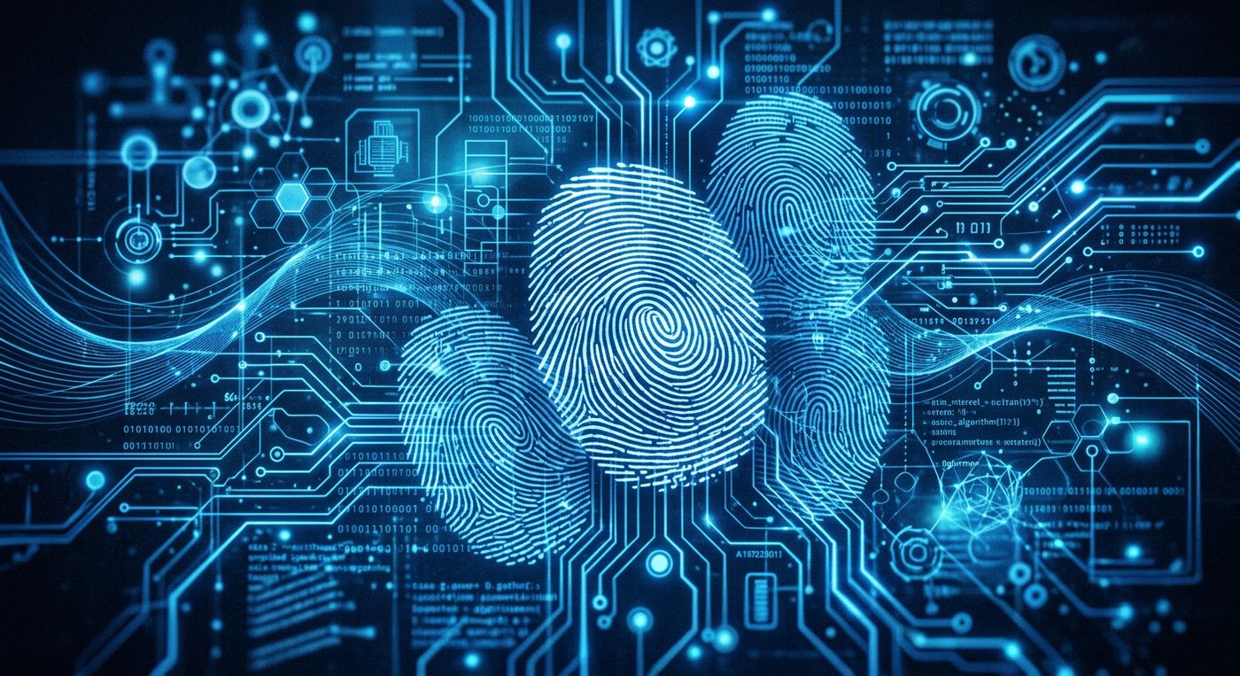 Abstract illustration of identity verification and fraud prevention